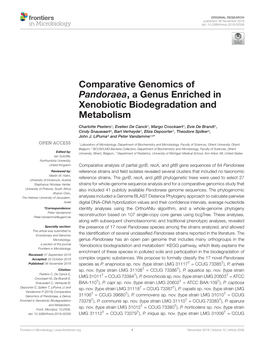 Comparative Genomics of Pandoraea, a Genus Enriched in Xenobiotic Biodegradation and Metabolism