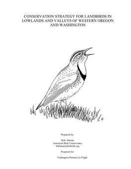 Conservation Strategy for Landbirds in Lowlands and Valleys of Western