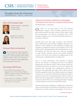 Thoughts from the Chairman Freeman Report | Issue 8 | March 2013