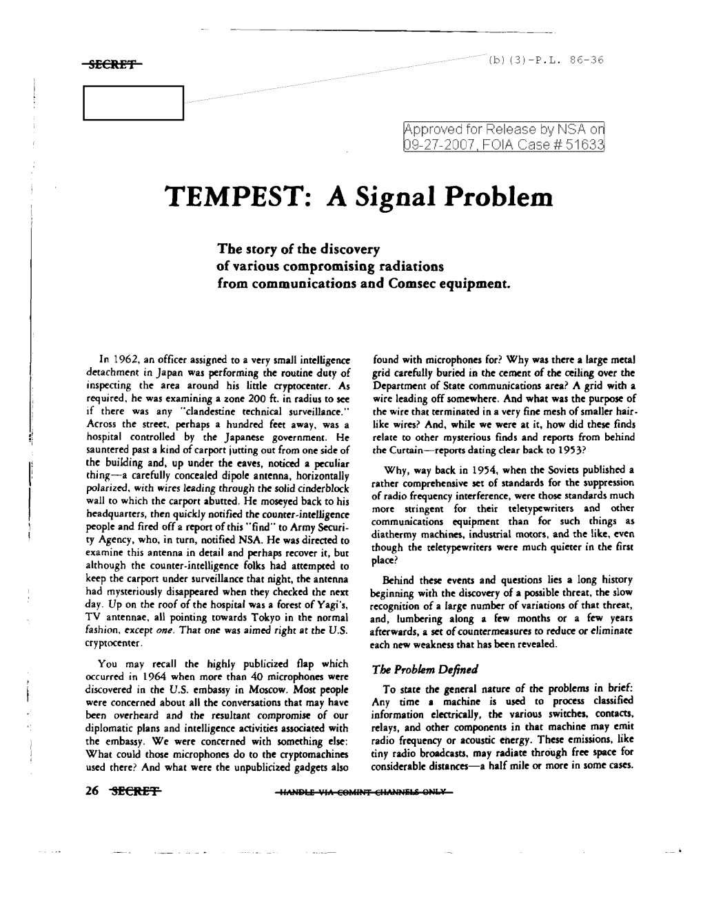 TEMPEST: a Signal Problem