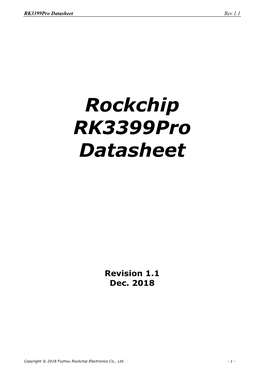 Rockchip Rk3399pro Datasheet