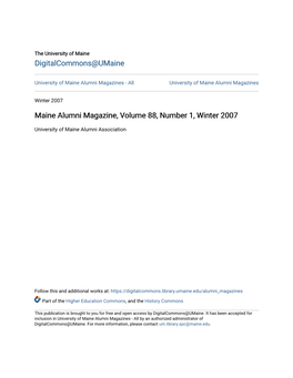 Maine Alumni Magazine, Volume 88, Number 1, Winter 2007