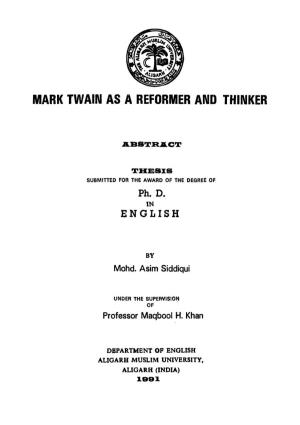 Mark Twain As a Reformer and Thinker