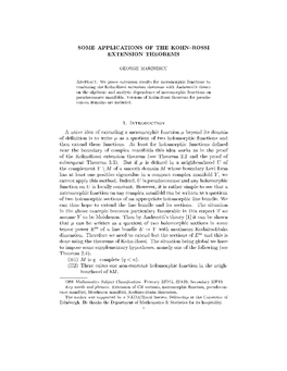 Some Applications of the Kohn{Rossi Extension Theorems