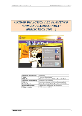 Unidad Didáctica Del Flamenco “Mos En Flamoslandia” (Biblioteca 2006 )