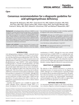 Consensus Recommendation for a Diagnostic Guideline for Acid Sphingomyelinase Deficiency