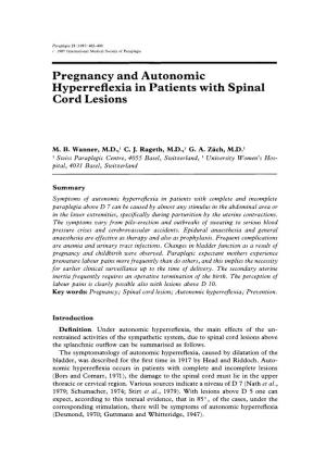 Pregnancy and Autonomic Hyperreflexia in Patients with Spinal