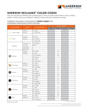 Sherwin-Williams® Color Codes