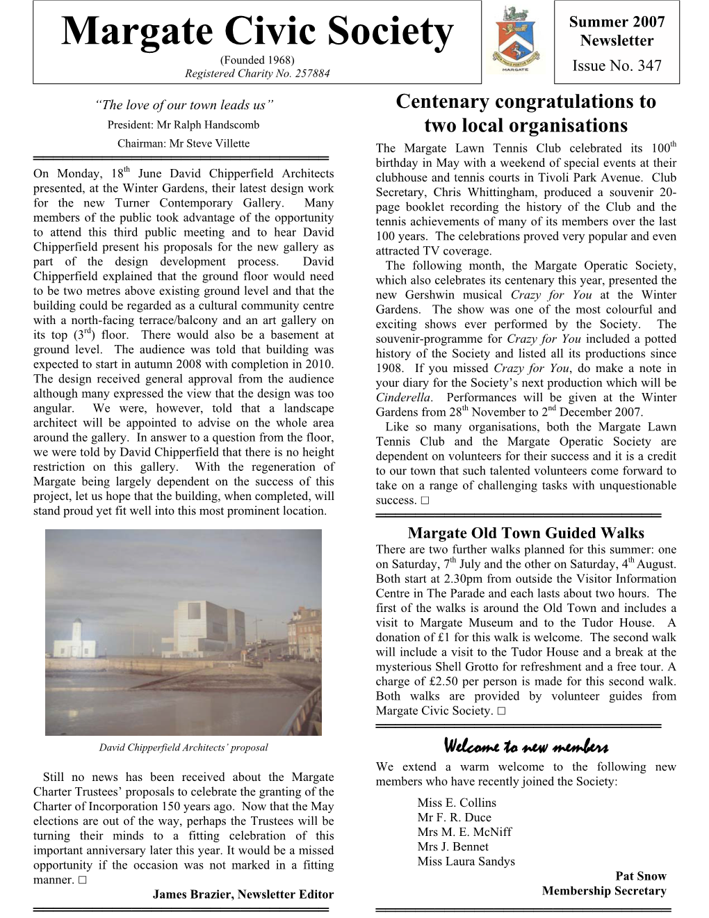 Summer 2007 Margate Civic Society Newsletter