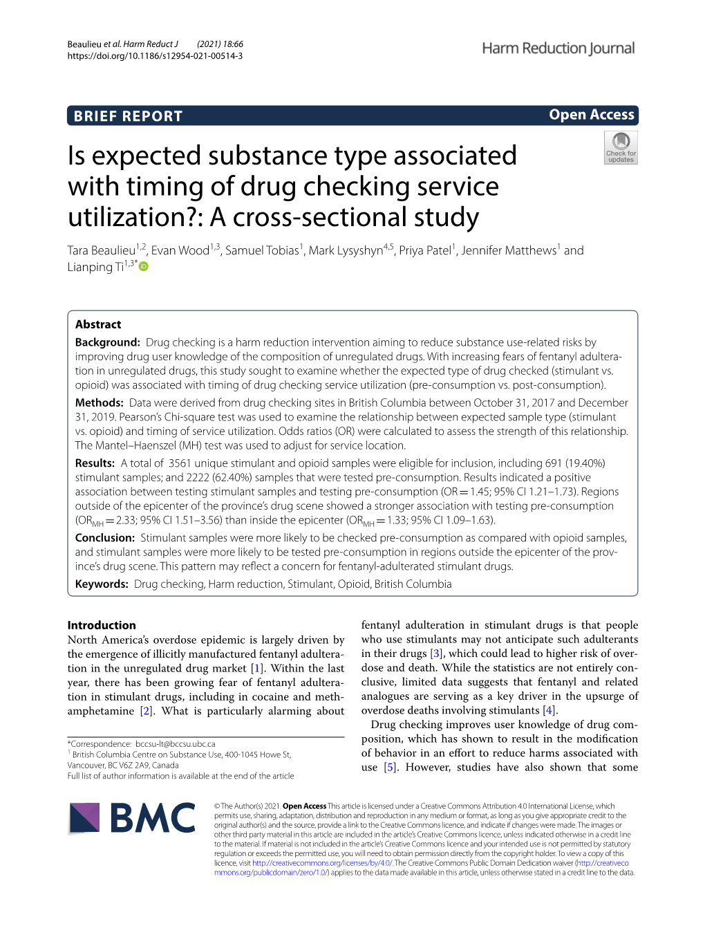 Is Expected Substance Type Associated with Timing of Drug Checking