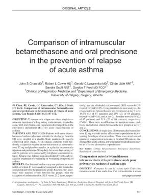 Comparison of Intramuscular Betamethasone and Oral