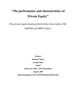 “The Performance and Characteristics of Private Equity”