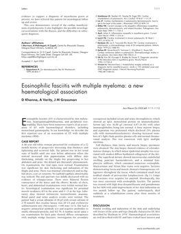 Eosinophilic Fasciitis with Multiple Myeloma: a New Haematological Association D Khanna, a Verity, J M Grossman