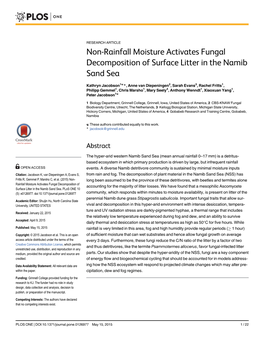 Non-Rainfall Moisture Activates Fungal Decomposition of Surface Litter in the Namib Sand Sea