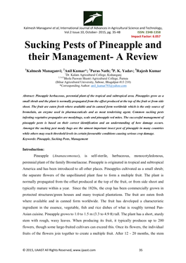 Sucking Pests of Pineapple and Their Management- a Review