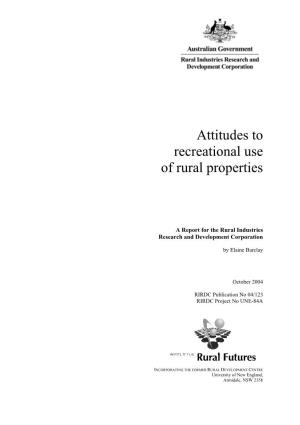 Attitudes to Recreational Use of Rural Properties