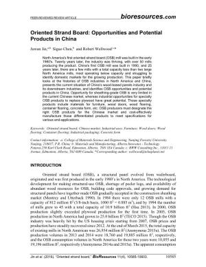 Oriented Strand Board: Opportunities and Potential Products in China