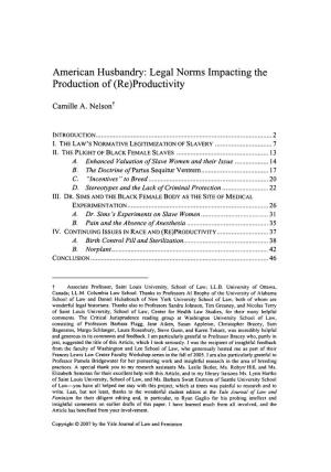 American Husbandry: Legal Norms Impacting the Production of (Re)Productivity