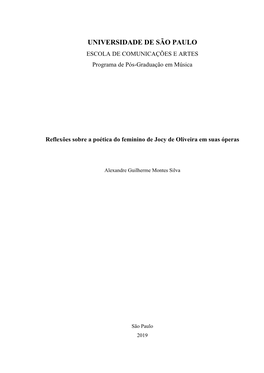 UNIVERSIDADE DE SÃO PAULO ESCOLA DE COMUNICAÇÕES E ARTES Programa De Pós-Graduação Em Música