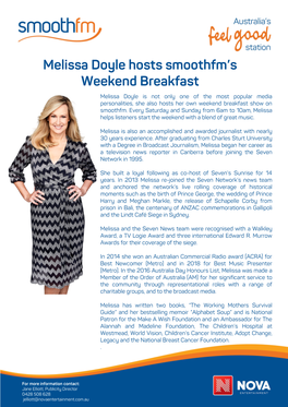 Melissa Doyle Hosts Smoothfm's Weekend Breakfast