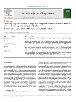 Assessing Surgical Outcomes in Boys with Symptomatic Urethral Meatal Stenosis and Lower Urinary Tract Symptoms (LUTS)
