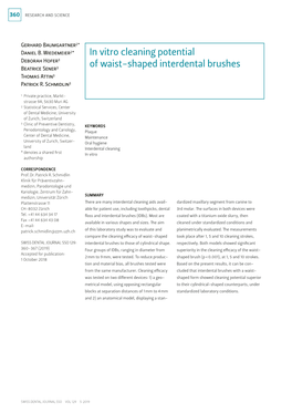 In Vitro Cleaning Potential of Waist-Shaped Interdental Brushes