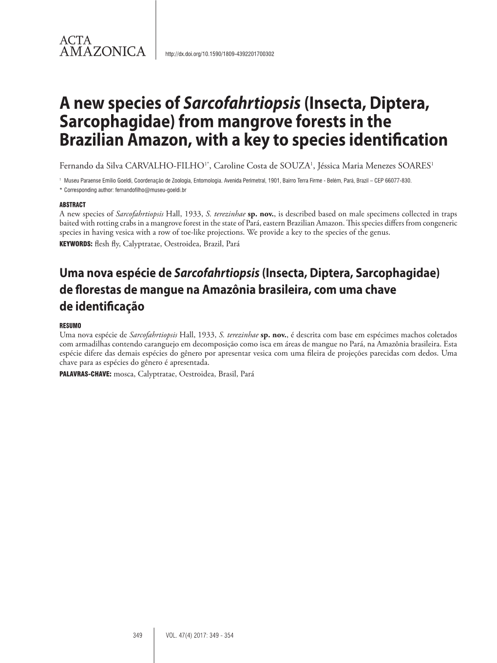 A New Species of Sarcofahrtiopsis(Insecta, Diptera