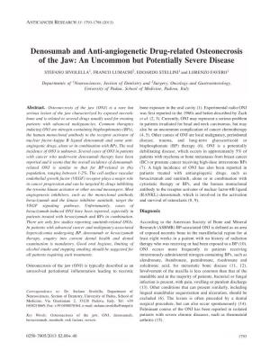 Denosumab and Anti-Angiogenetic Drug-Related Osteonecrosis of the Jaw: an Uncommon but Potentially Severe Disease