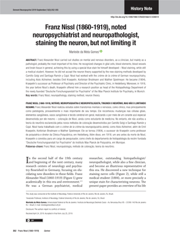 Franz Nissl (1860-1919), Noted Neuropsychiatrist and Neuropathologist, Staining the Neuron, but Not Limiting It