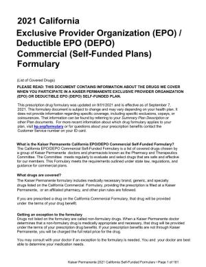 Deductible EPO (DEPO) Commercial (Self-Funded Plans) Formulary