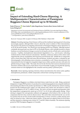 Impact of Extending Hard-Cheese Ripening: a Multiparameter Characterization of Parmigiano Reggiano Cheese Ripened up to 50 Months