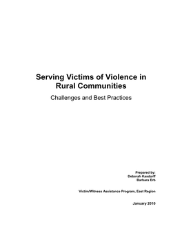 Serving Victims of Violence in Rural Communities