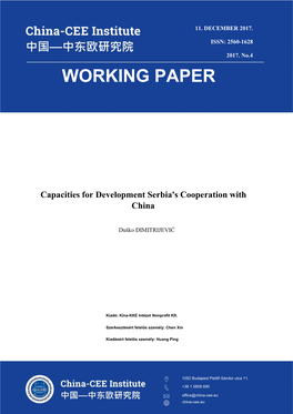 WORKING PAPER Capacities for Development Serbia's Cooperation