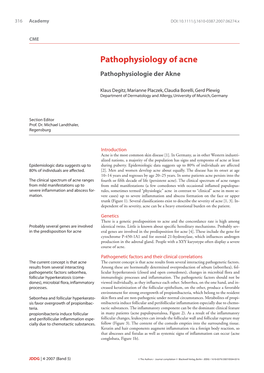 Pathophysiology of Acne Pathophysiologie Der Akne