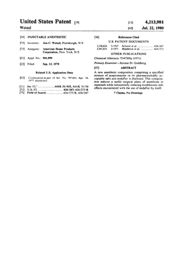 United States Patent (19) (11) 4,213,981 Wetzel 45) Jul