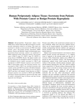 Human Periprostatic Adipose Tissue: Secretome from Patients With