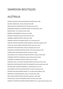 Swarovski Boutiques Australia