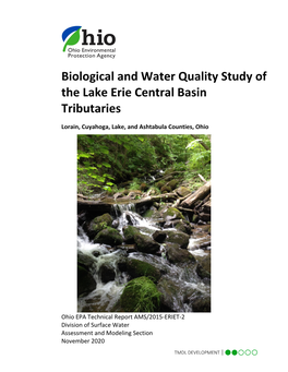 Biological and Water Quality Study of the Lake Erie Central Basin Tributaries Lorain, Cuyahoga, Lake, and Ashtabula Counties, Ohio