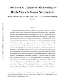 Deep Learning Coordinated Beamforming for Highly-Mobile Millimeter Wave Systems