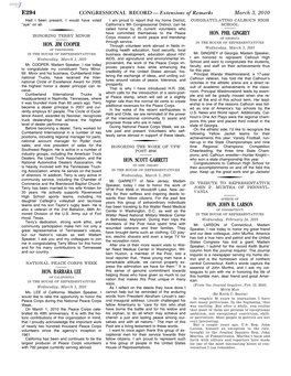 CONGRESSIONAL RECORD— Extensions of Remarks E294 HON