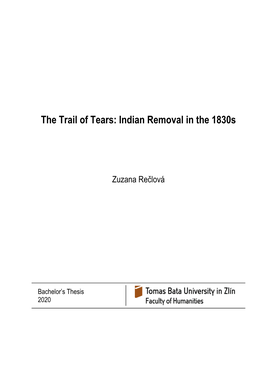 The Trail of Tears: Indian Removal in the 1830S