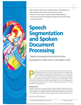 Speech Segmentation and Spoken Document Processing