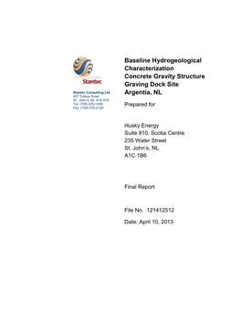 Baseline Hydrogeological Characterization Concrete Gravity Structure Graving Dock Site