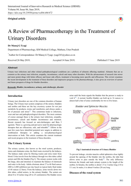 A Review of Pharmacotherapy in the Treatment of Urinary Disorders