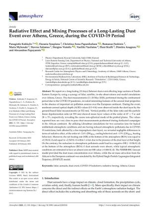 Radiative Effect and Mixing Processes of a Long-Lasting Dust Event Over Athens, Greece, During the COVID-19 Period