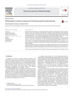 Methanogenic Toxicity Evaluation of Chlortetracycline Hydrochloride