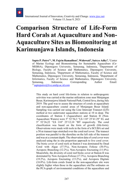 Aquaculture Sites As Biomonitoring at Karimunjawa Islands, Indonesia