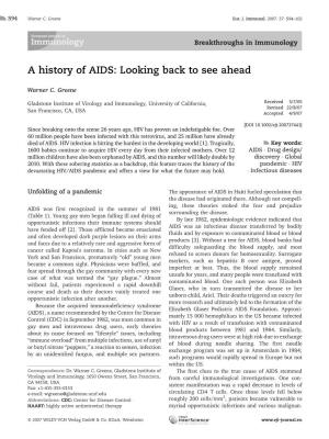 A History of AIDS: Looking Back to See Ahead