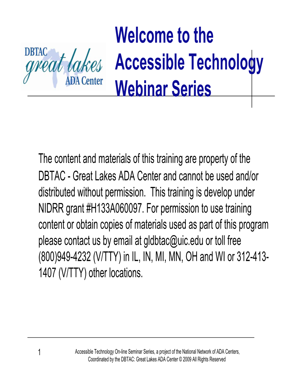 Accessible Technology On-Line Seminar Series