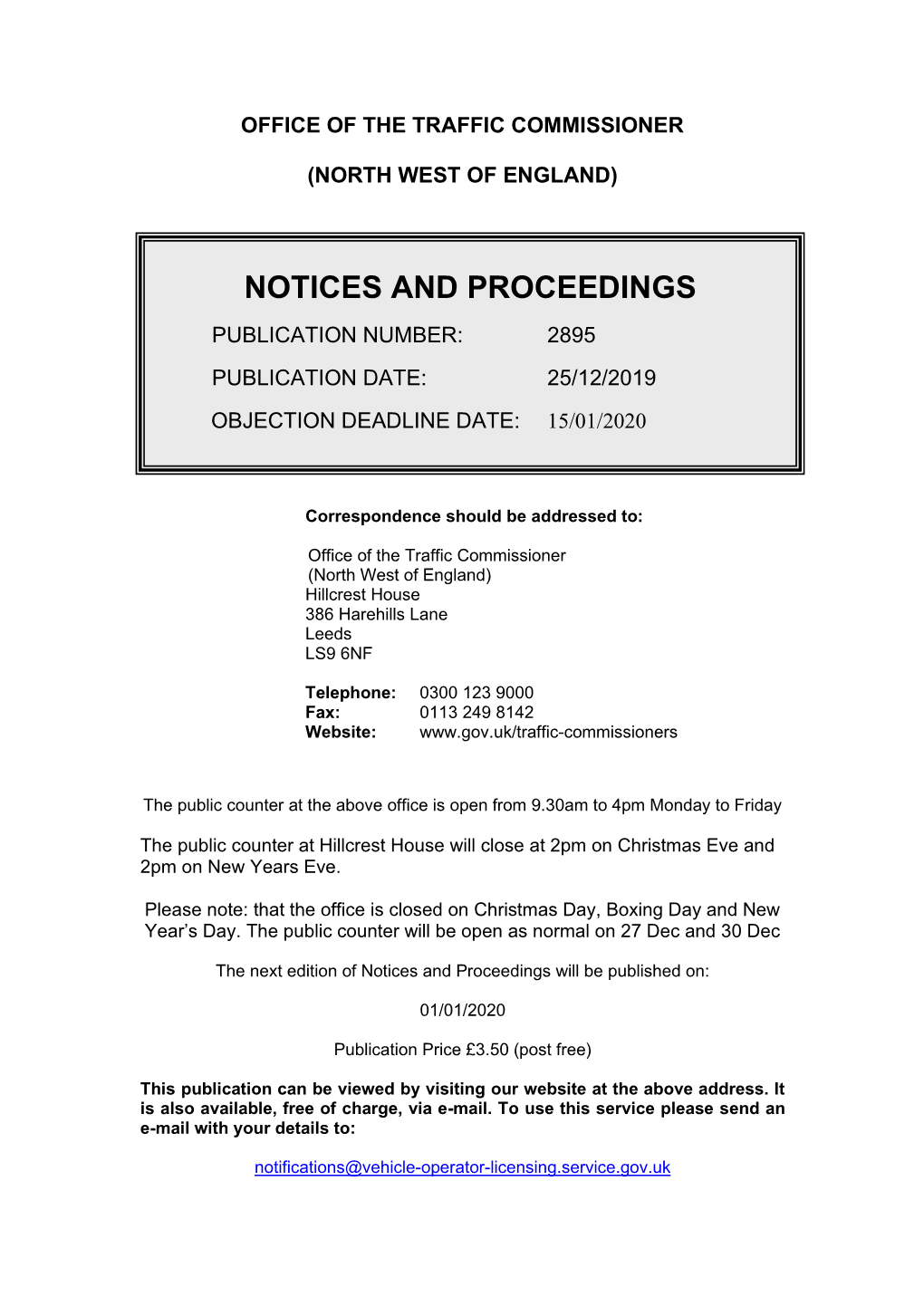 Notices and Proceedings for the North West of England